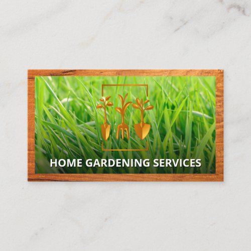 Grass Background  Gardening Logo Business Card