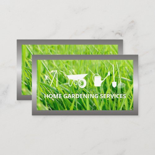 Grass Background  Gardening Services Business Card