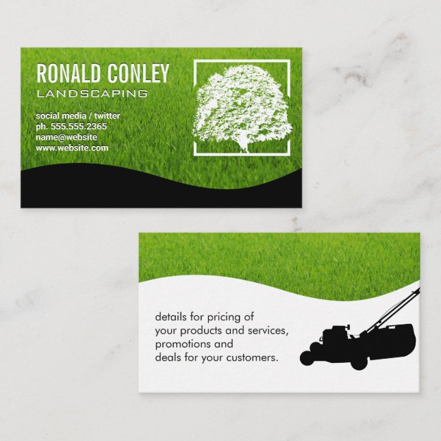 Grass Background | Tree Logo Business Card (Front/Back)