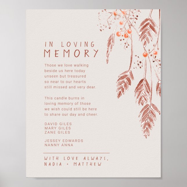 Grass berries fall wedding memorial rememberance poster (Front)