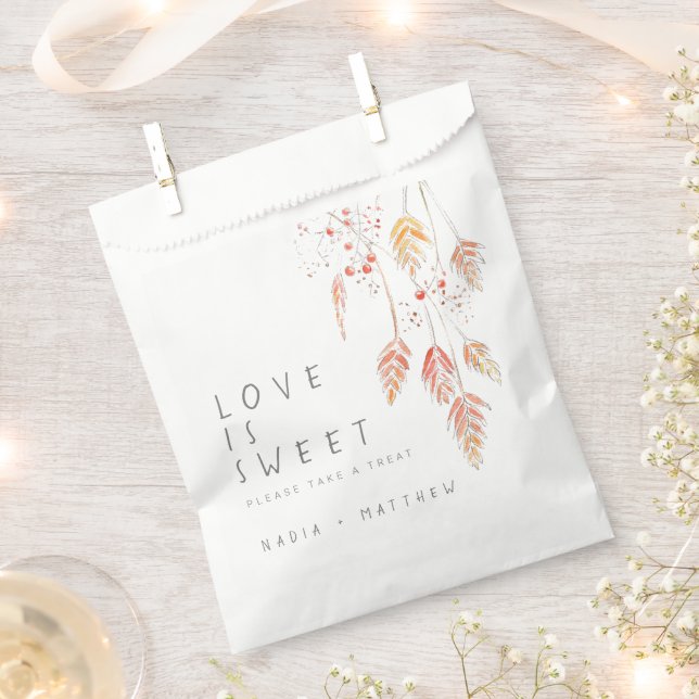 Grass berries watercolor sketch fall wedding  favor bag (Clipped)