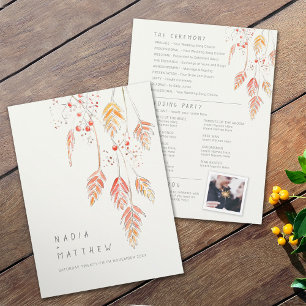 Grass berries watercolor sketch wedding  program