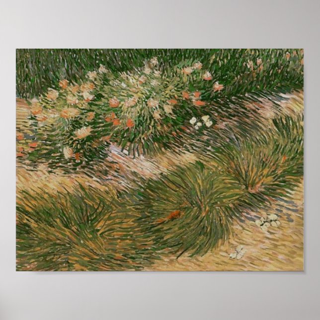 Grass & Butterflies (F460) Van Gogh Fine Art Poster (Front)