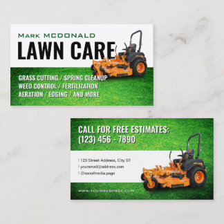 Grass cover and mower lawn care Business Card