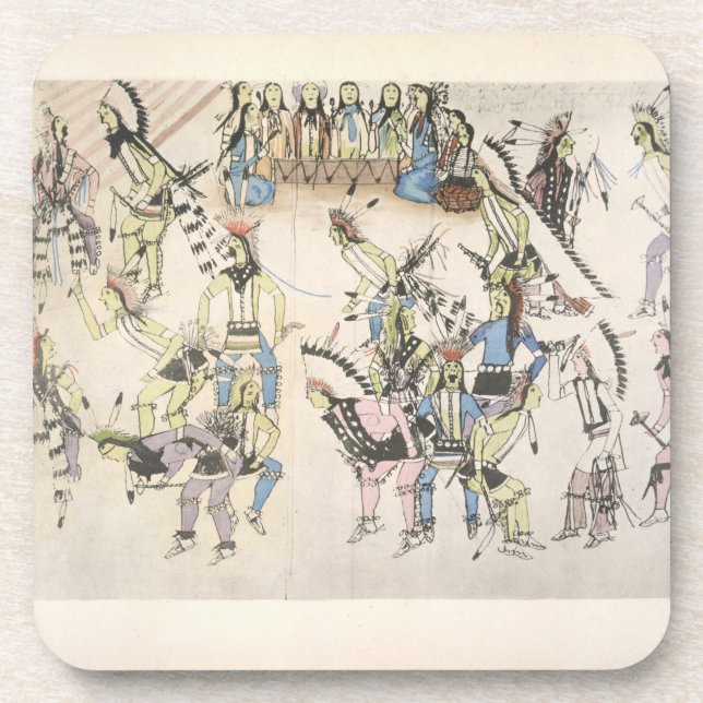Grass dance (ink on paper) coaster (Front)