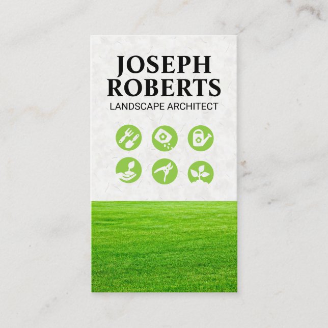 Grass Field | Gardening Logos Business Card (Front)