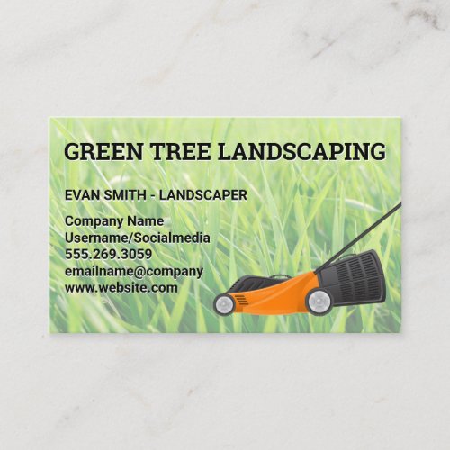 Grass Field  Lawnmower  Landscaper Business Card