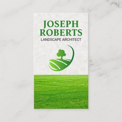 Grass Field  Nature Tree Logo Business Card
