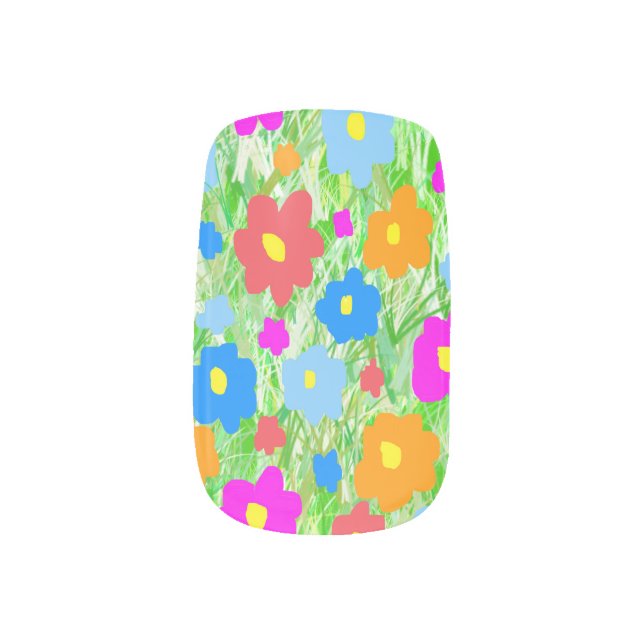 Grass Flower Power Minx Nail Wraps (Left Thumb)