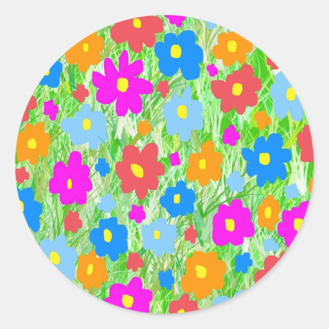 Grass FlowerPower Classic Round Sticker (Front)