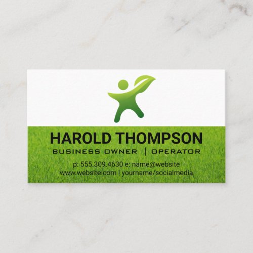 Grass  Gardening Tools  Green Thumb Logo Business Card