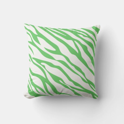 Grass Green and Off_White Zebra Design Pillow