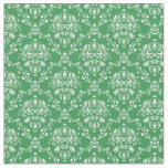 Grass Green and White Damask Fabric