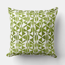 Grass Green Block Print Accent Pillow
