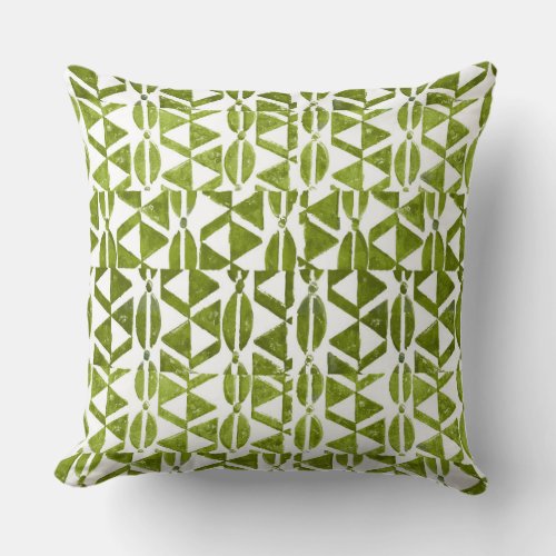 Grass Green Block Print Accent Pillow