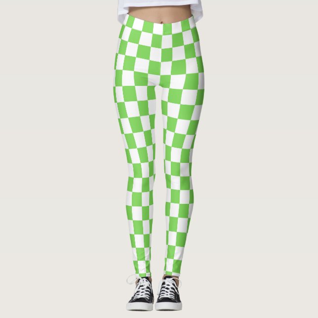 Grass green checkered  leggings (Front)