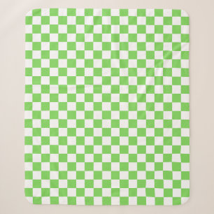 Grass green checkered sherpa blanket