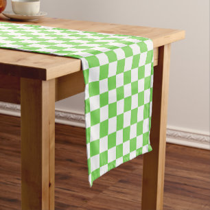 Grass green checkered  short table runner