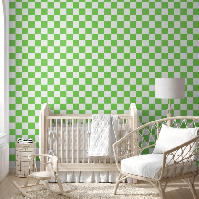 Grass green checkered  wallpaper  (Kids)