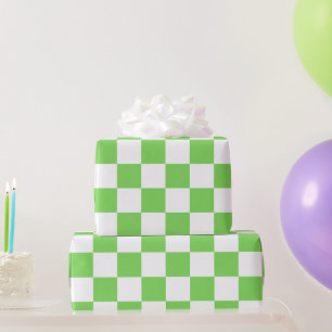 Grass green checkered wrapping paper