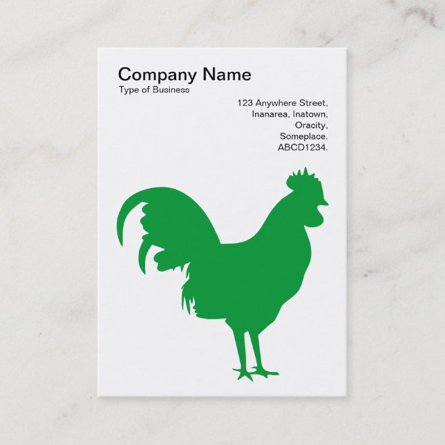 Grass Green Cockerel - Black on White Business Card (Front)