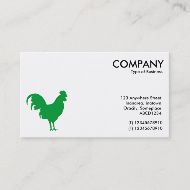 Grass Green Cockerel Symbol - White Business Card (Front)