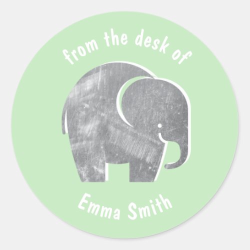 Grass Green Elephant Kids Personal Classic Round Sticker