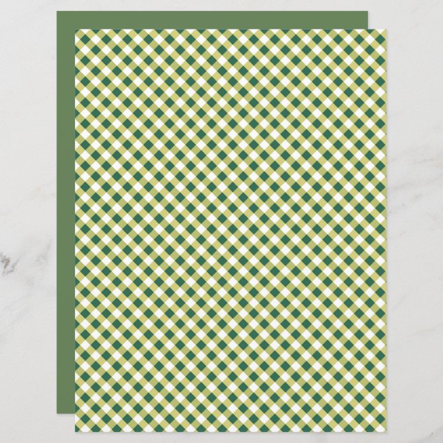 Grass Green Gingham Scrapbook Paper (Front/Back)