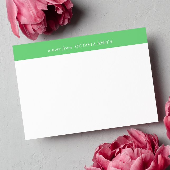 GRASS GREEN PERSONALIZED FAMILY NAME MONOGRAM NOTE CARD (Creator Uploaded)