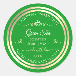 Grass Green Product Label Gold Frame Vintage Rose