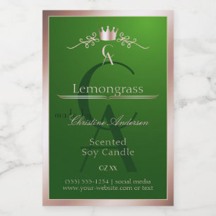 Grass Green Product Label Rose Gold Frame Monogram