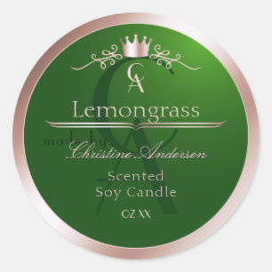 Grass Green Product Label Rose Gold Frame Monogram