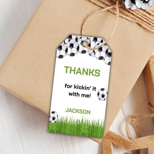 Grass Green Soccer Birthday Gift Tags
