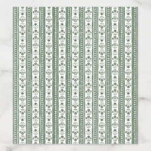 Grass Green & White Botanical Block Print Wedding Envelope Liner