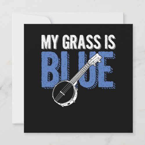 Grass Is Blue Banjo Bluegrass Country Music Gift Invitation