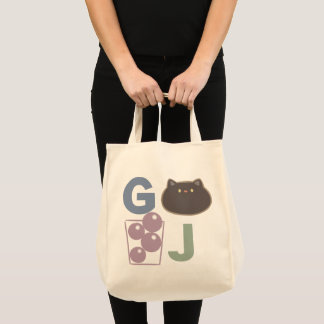 Grass Jelly Cat Name Initials Grocery Bag