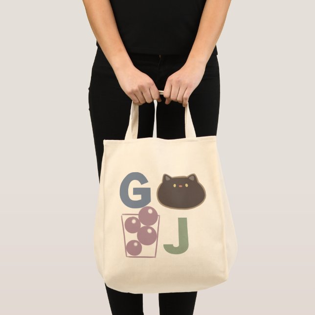 Grass Jelly Cat Name Initials Grocery Bag (Front (Product))