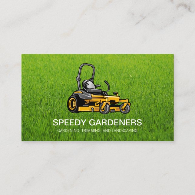 Grass | Landscaper Lawn Mower Icon Business Card (Front)
