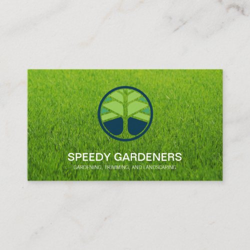 Grass  Landscaper Tree Icon Business Card