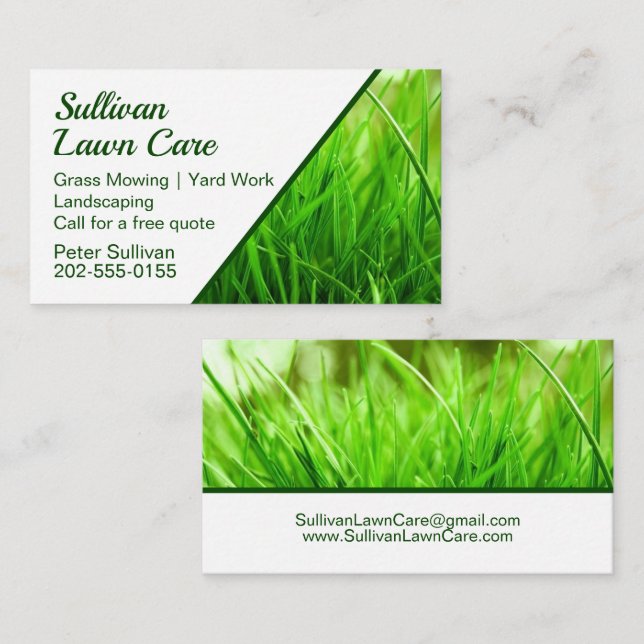 Grass Lawn Care Mowing Business Business Card (Front/Back)