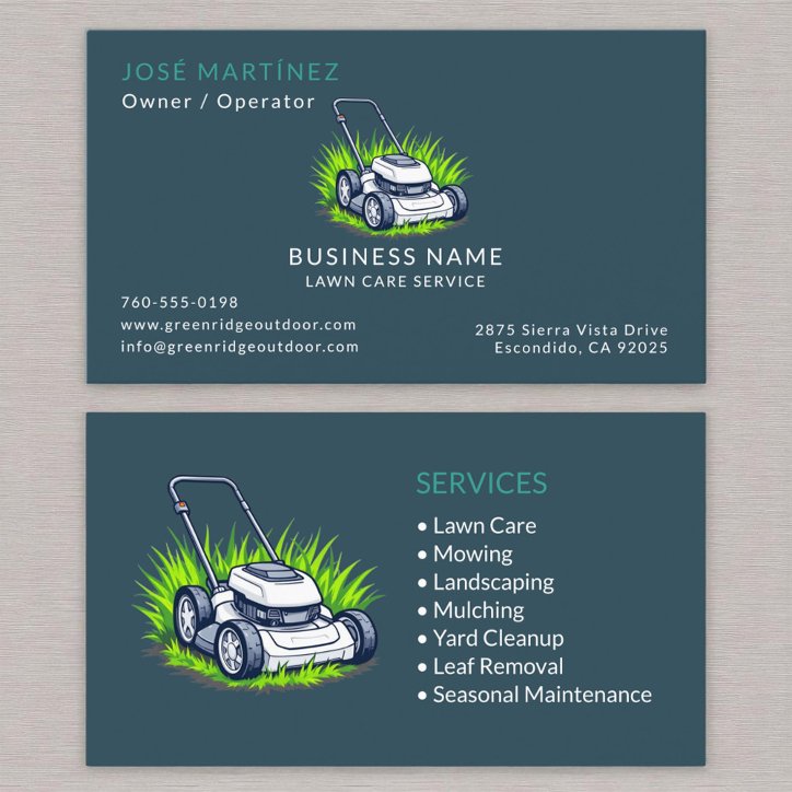 Grass Lawn Mower Care Service Professional Business Card