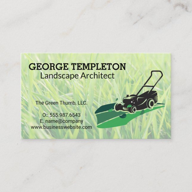 Grass | Lawn Mower | Landscaping Industry Business Card (Front)