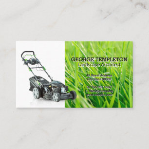 Grass Lawn Mower Landscaping Services Business Card