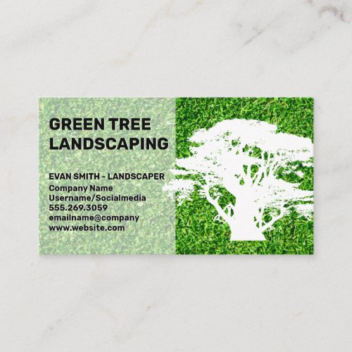 Grass Lawn Top View  Large Tree  Landscape Business Card