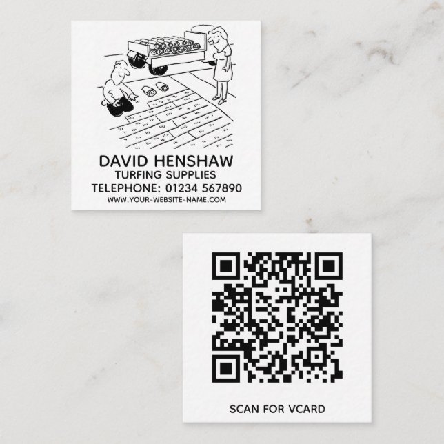 Grass Laying and Turfing Supplies Square Business Card (Front/Back)