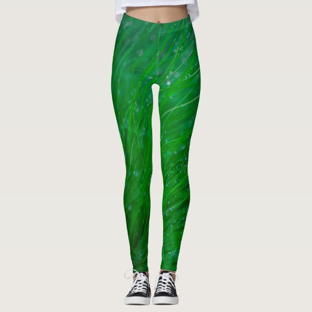 Grass Leggings - Dew on Grass Design Leggings (Front)