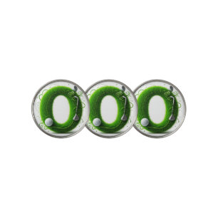 Grass Letter Golf Theme With Balls And Clubs Ball Marker