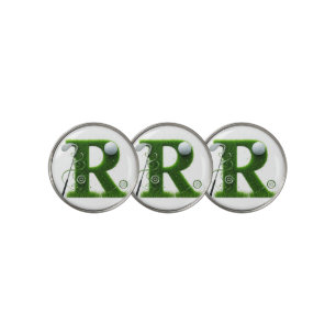 Grass Letter Golf Theme With Balls And Clubs Ball Marker
