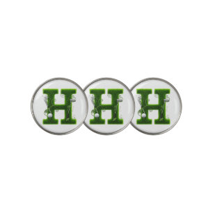 Grass Letter Golf Theme With Balls And Clubs Ball Marker