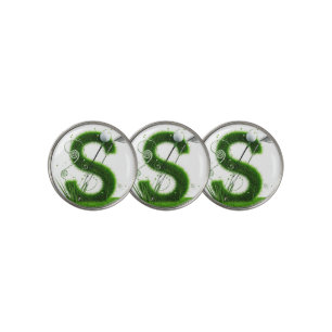 Grass Letter Golf Theme With Balls And Clubs Ball Marker
